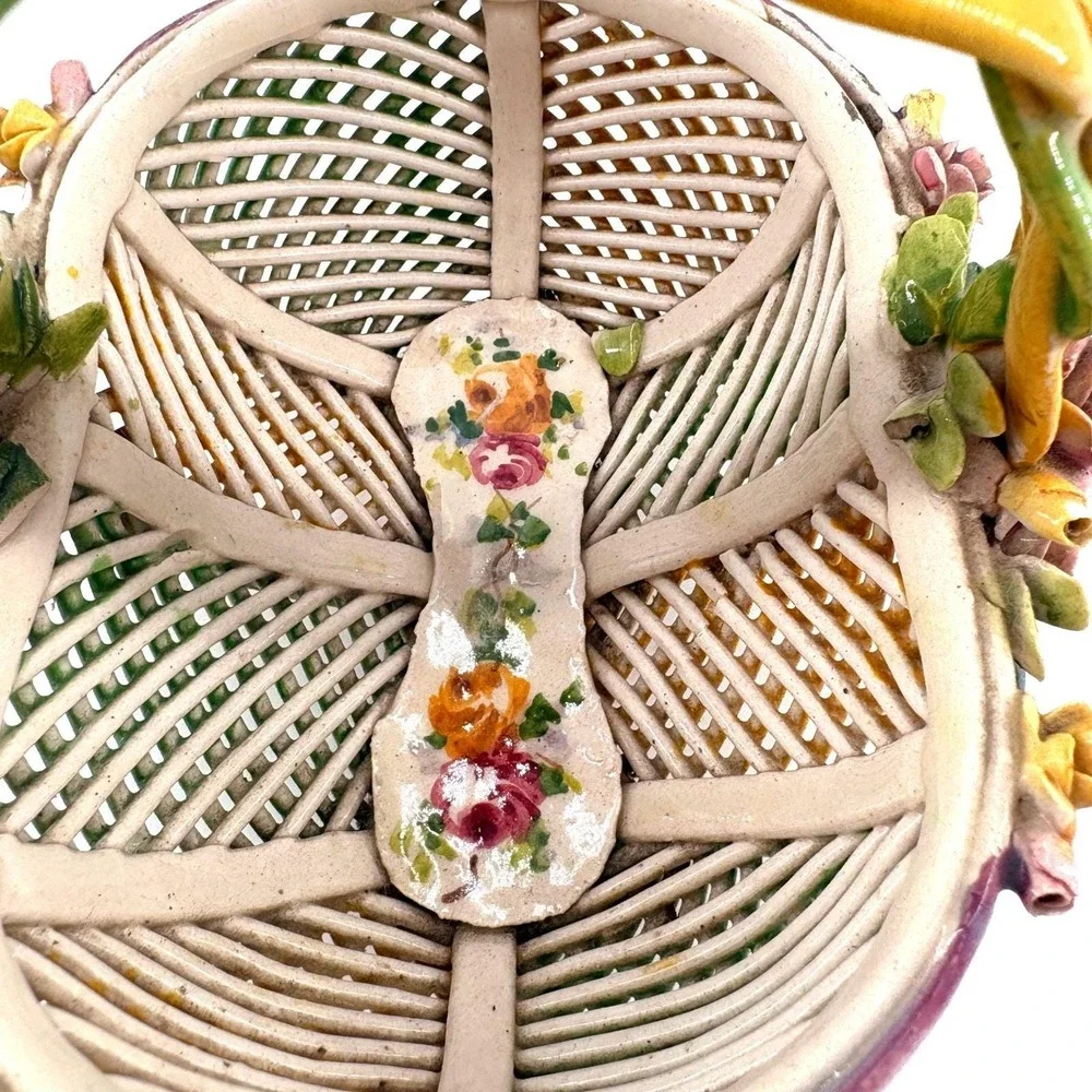 Vintage Floral Porcelain Basket Cottagecore Shabby‎ Chic Easter Centerpiece